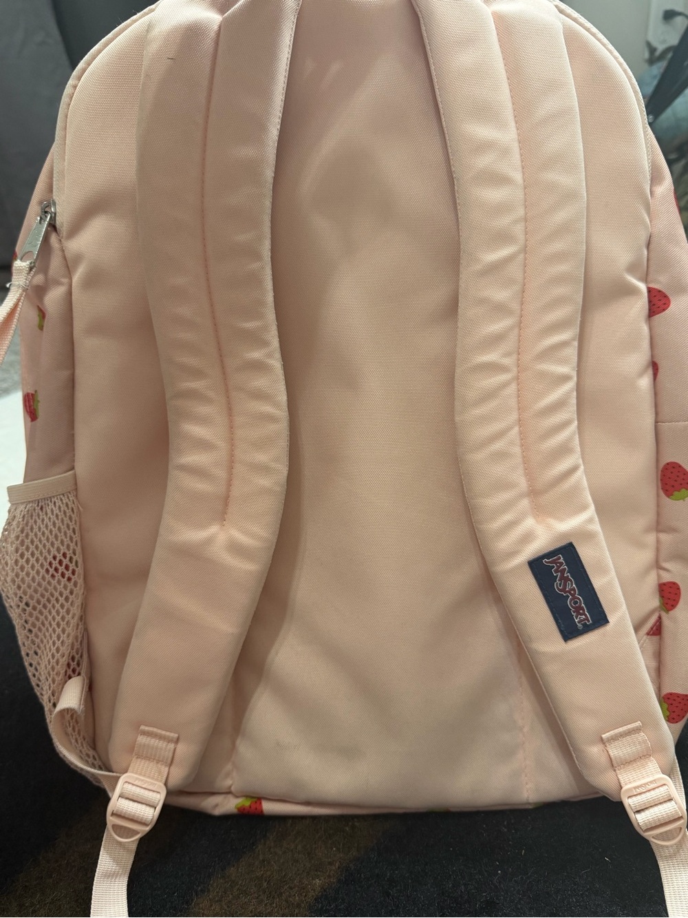 JanSport Pink Strawberry Print Backpack School Bag Cute - Picture 4 of 14